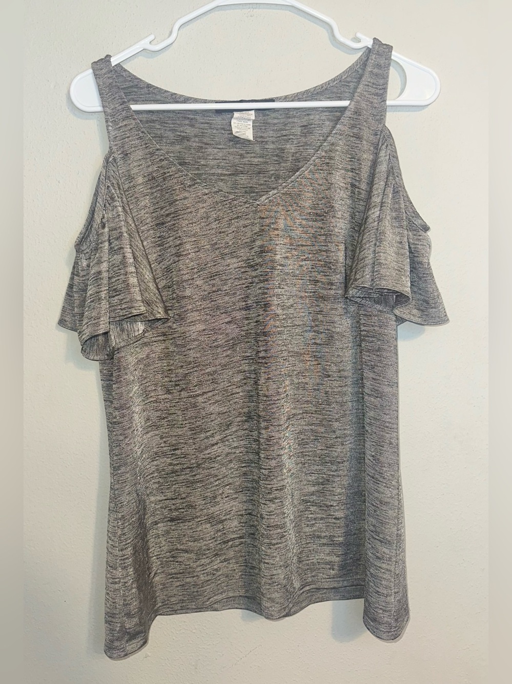 Coco Bianco Gray Cold Shoulder Top